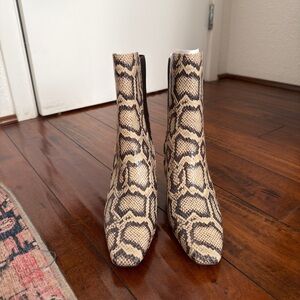 Sam Edelman Margo Beige and Black Snake Pattern Ankle Boots